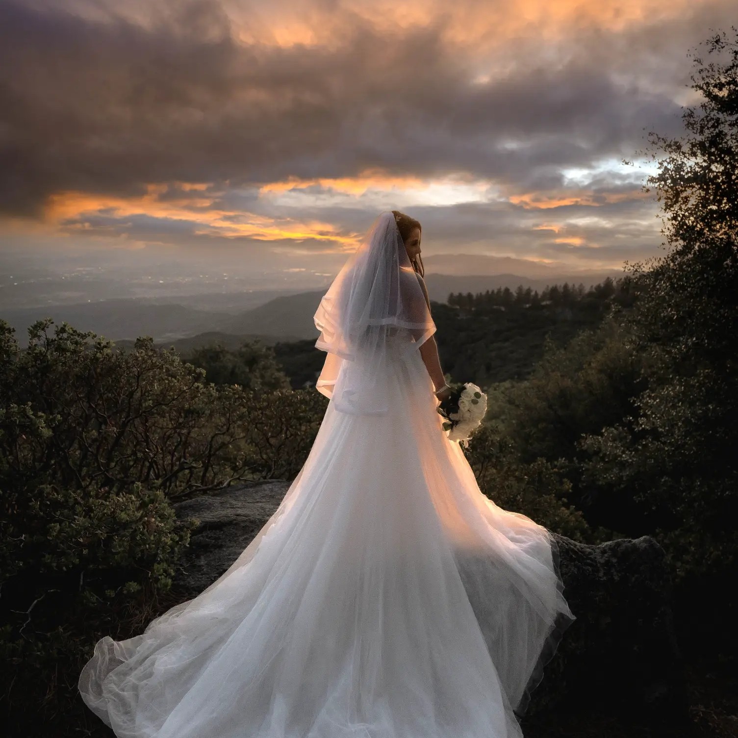 Mountain elopement at sunset, Mount Idyllwild, San Jacinto